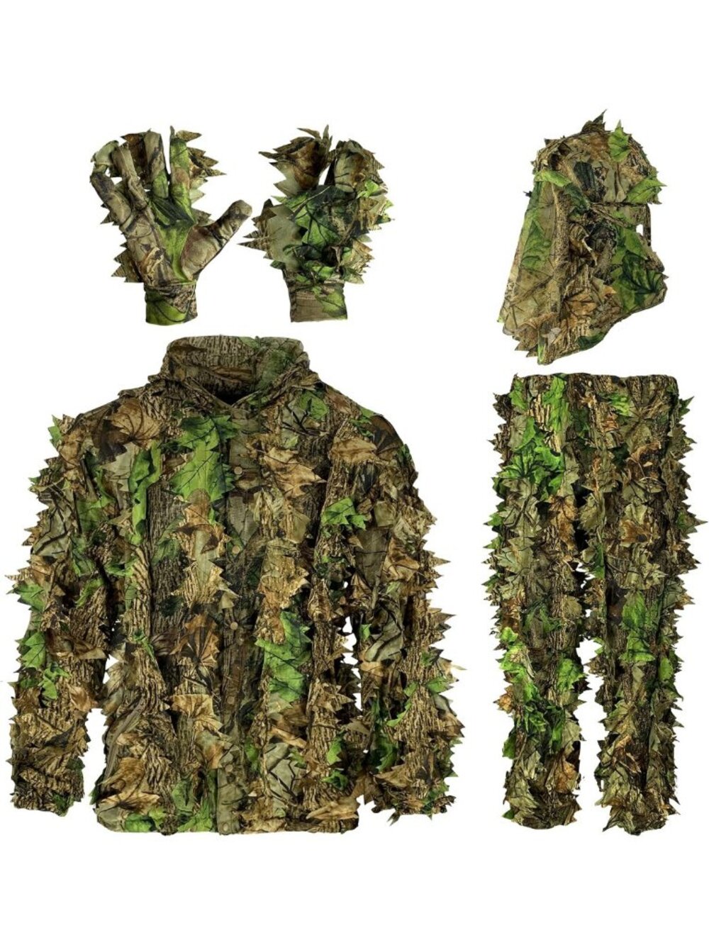3D Leafy Camo Ghillie Suit for Men - Hooded Hunting & Airsoft Outfit, Perfect